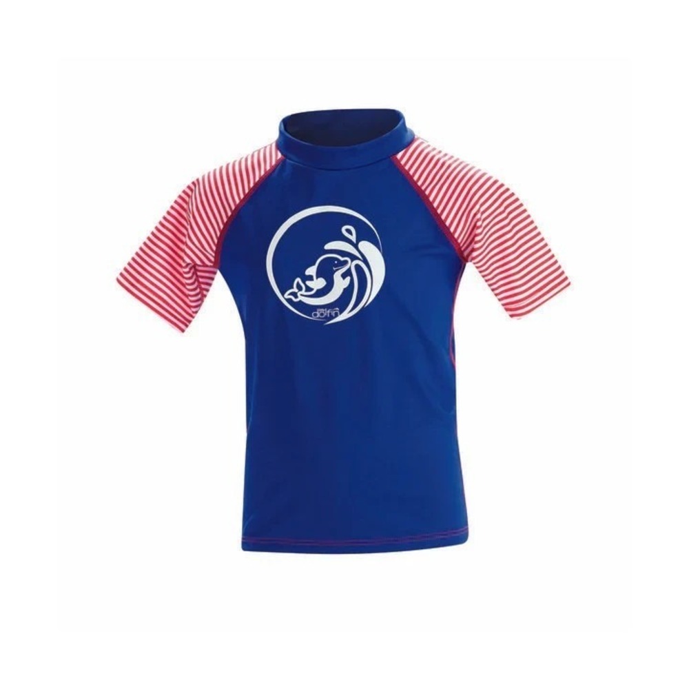 Dolfin Youth Boy Girl Size 5 Rash Guard Short Sleeve Dolphin‎ Red White Blue